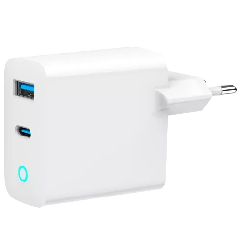 Мережевий зарядний пристрій Gembird TA-UC-PDQC65L-W-01 (USB Type A + USB Type C)