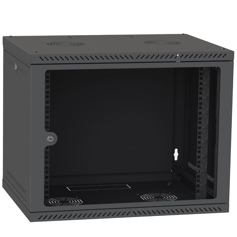Шафа телекомунікаційна двері скло (чорна) IPCOM 12U 600x450