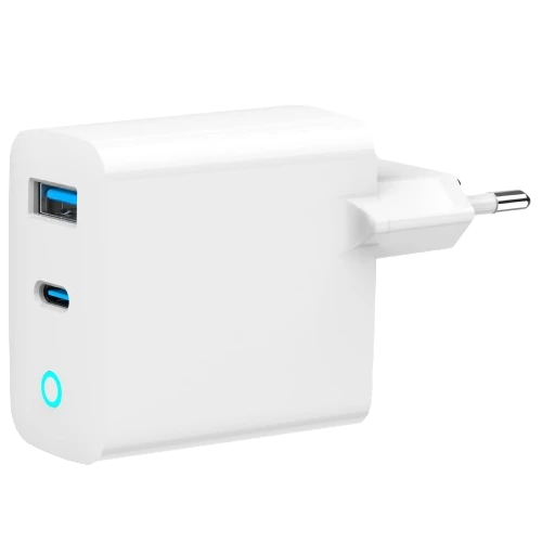 Мережевий зарядний пристрій Gembird TA-UC-PDQC65L-W-01 (USB Type A + USB Type C)