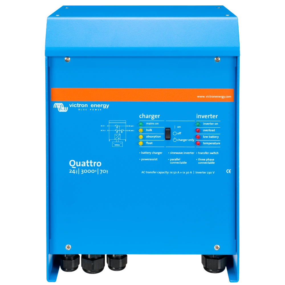 Інвертор VictronEnergy Quattro 24/3000/70-50/50 однофазний чиста синусоїда