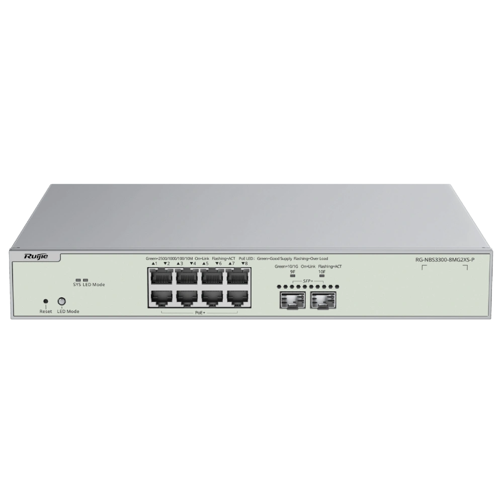 Комутатор 10 портів керований Ruijie RG-NBS3300-8MG2XS-P PoE