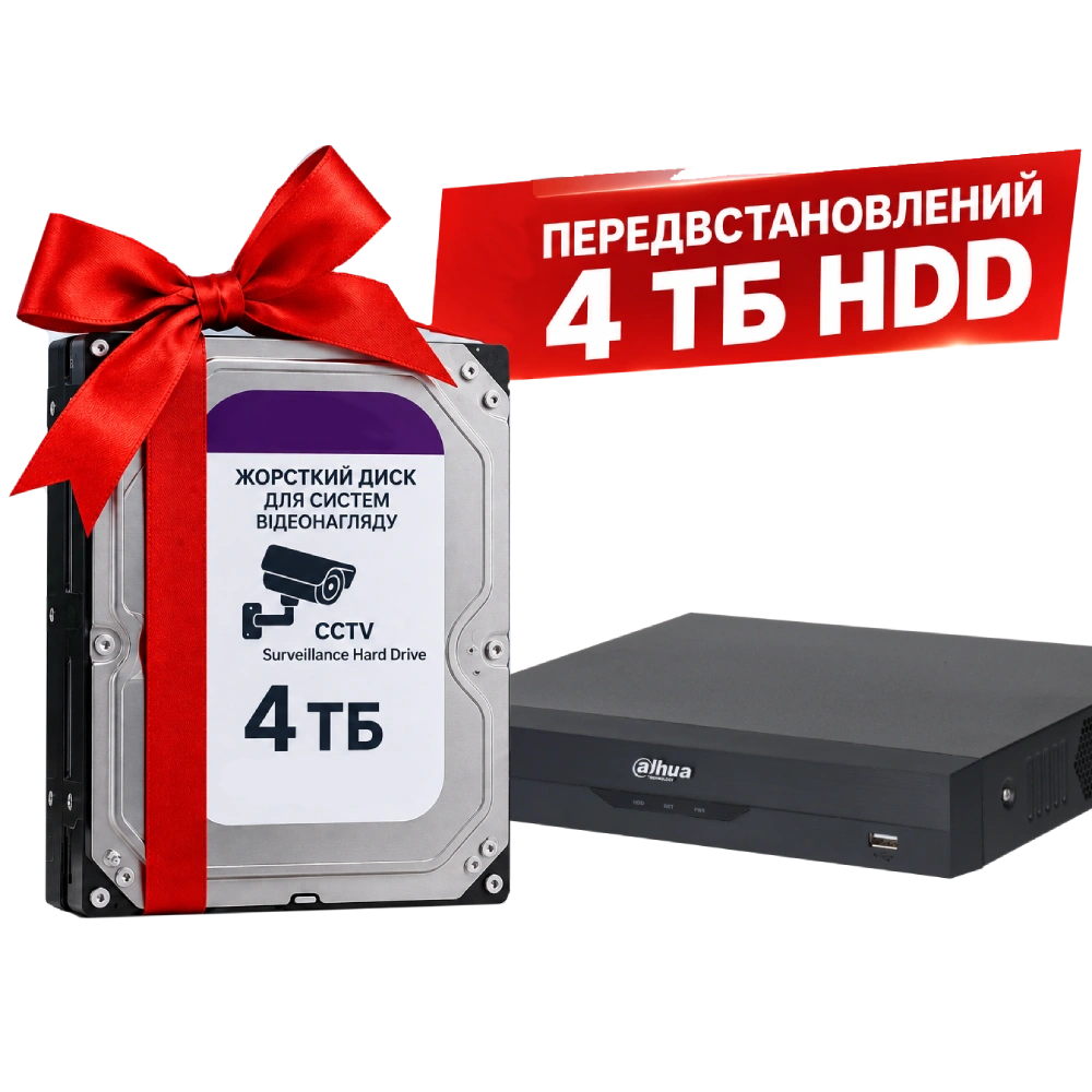 Відеореєстратор з HDD 4Тб Dahua DHI-NVR2108HS-I2 8-канальний 1U 1HDD WizSense
