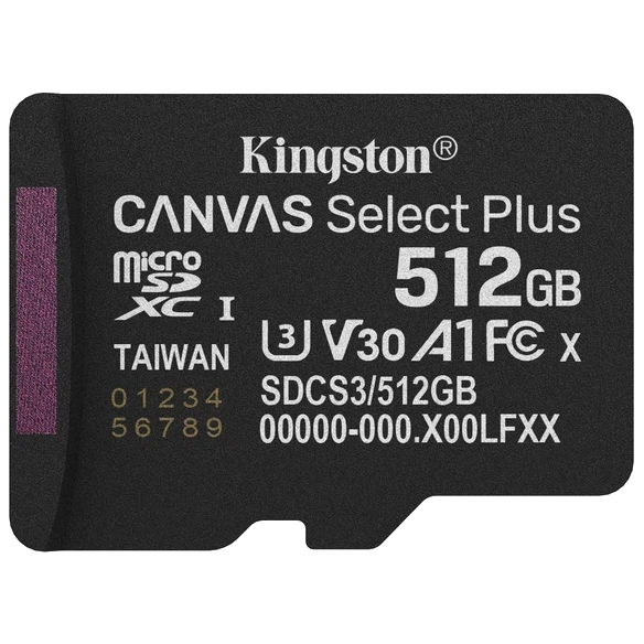Модуль флеш-пам'яті MicroSDXC 512GB UHS-I Class 10 Kingston Canvas Select Plus R150MB/s (SDCS3/512GBSP)