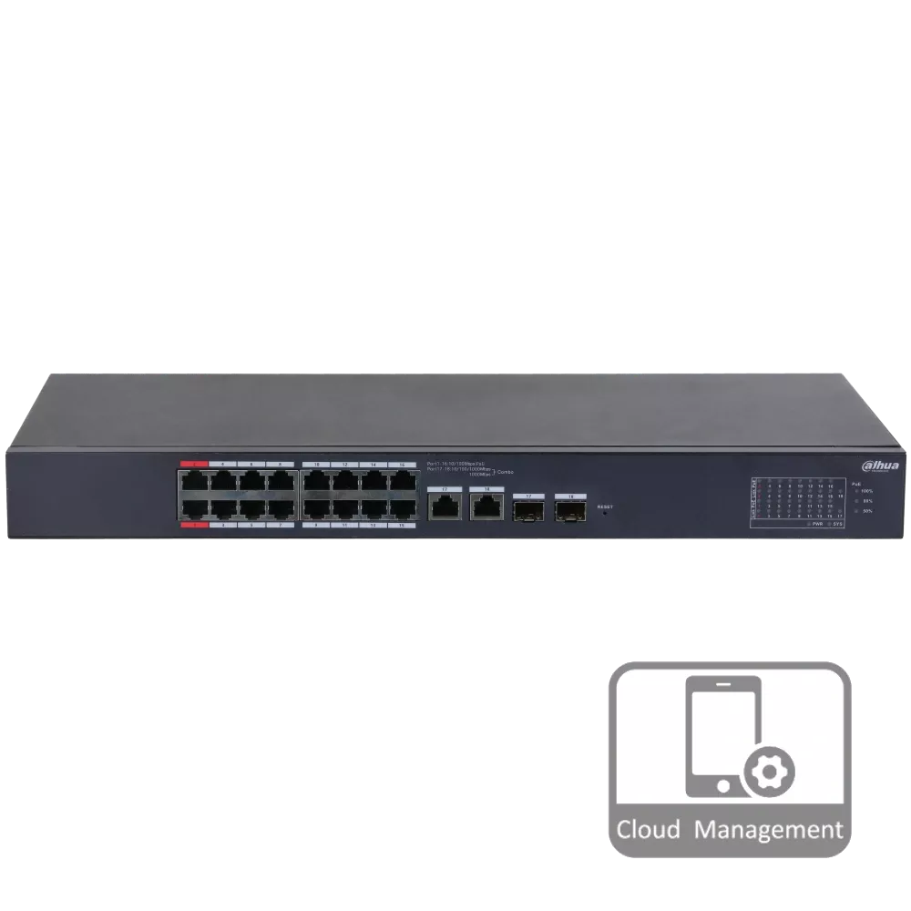 Комутатор 18 портів керований Dahua DH-CS4218-16ET-135 PoE