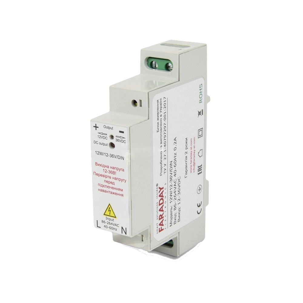 Блок живлення Faraday Electronics 12W/12-36V/DIN 11.8-37.5В 1-0.3А