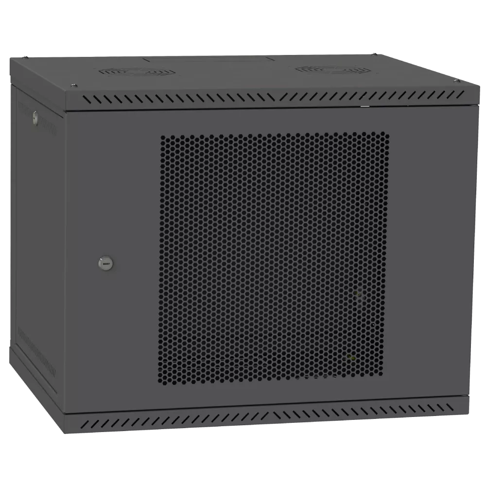 Шафа телекомунікаційна двері перф (чорна) IPCOM 9U 600x600