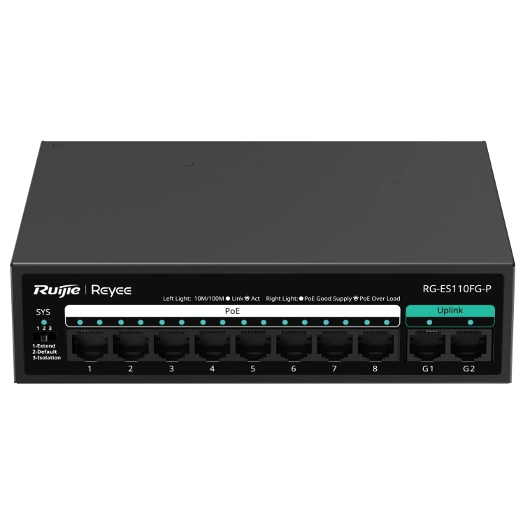 Комутатор 10 портів некерований Ruijie Reyee RG-ES110FG-P PoE