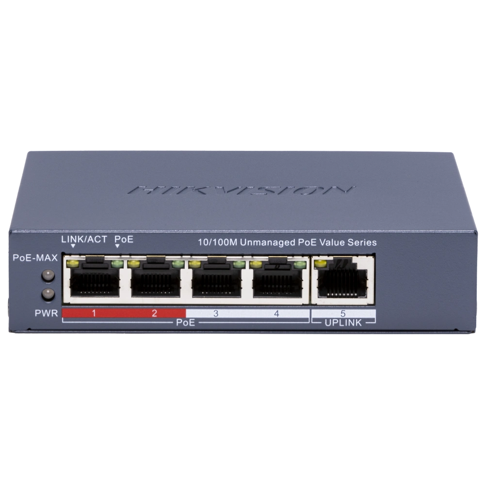 Комутатор 5 портів некерований Hikvision DS-3E0105P-E/M(C) POE