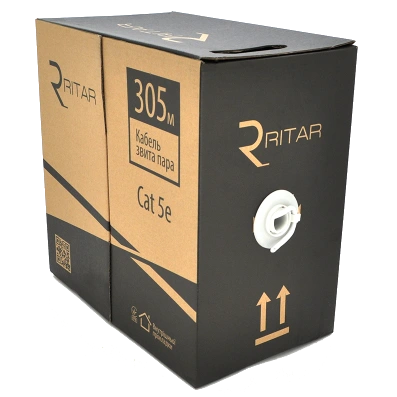 Кабель Ritar зовнішній КНП UTP (4*2*0.5) 4p 24 AWG ПЕ (305м) чорний