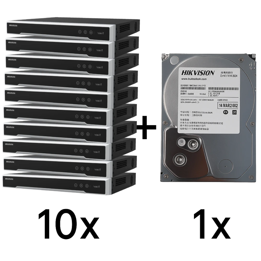 Комплект Hikvision DS-7608NXI-K1(D) 10 шт + DS40HKVS-VX1