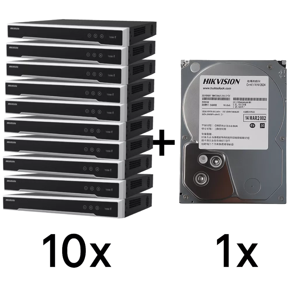 Комплект Hikvision DS-7608NXI-K2(D) 10 шт + DS40HKVS-VX1