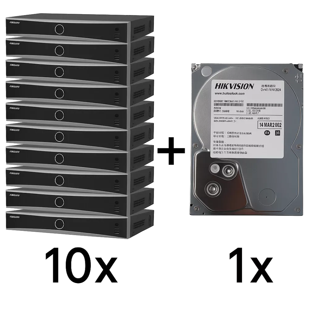 Комплект Hikvision DS-7616NXI-K2(D) 10 шт + DS40HKVS-VX1